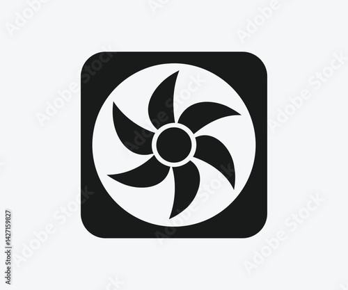 Exhaust Fan Icon Silhouette, High Quality Ventilation Symbol Design