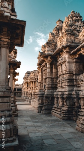Ancient temple complex, carved stone architecture