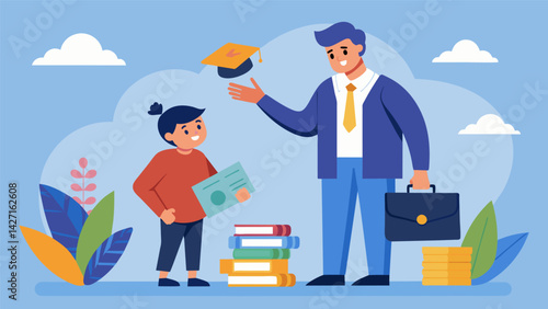 A student reaches out to an overwhelmed financial advisor for guidance on navigating the daunting world of college financing without parental support.. Vector illustration