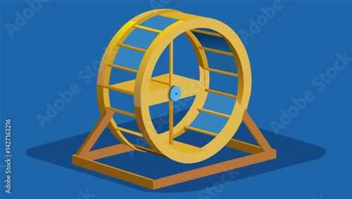 A 3D printed replica of a hamster wheel designed to fit a hamsters specific size and activity level.. Vector illustration
