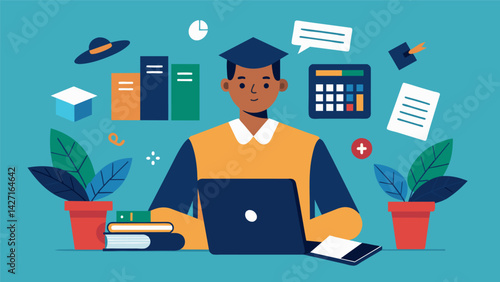 A young professional overcomes student loan default by taking advantage of loan forgiveness programs and aggressively paying off remaining debt.. Vector illustration
