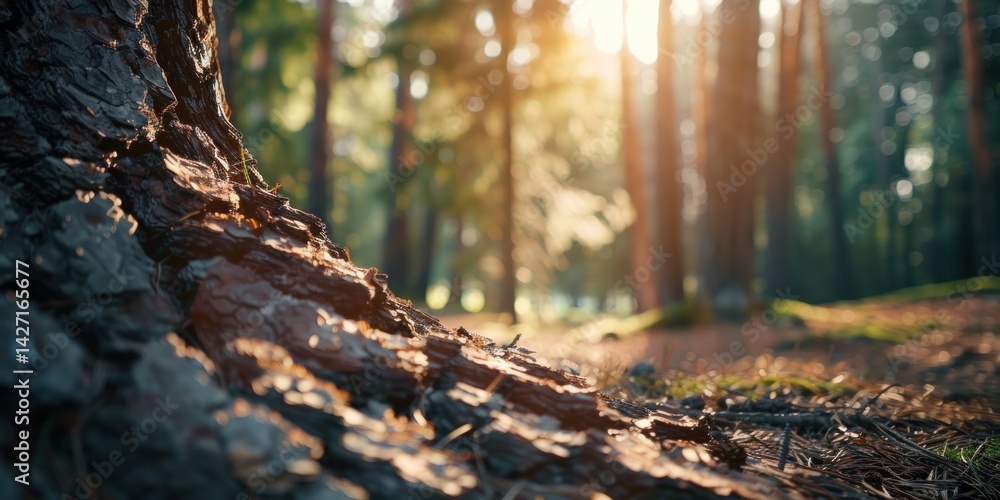 Rough Pine Bark Texture Macro in Dappled Forest Sunlight Background Rough Pine Bark Texture Macro in Dappled Forest Sunlight Background