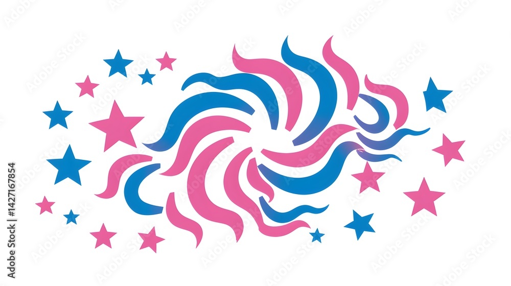 Fototapeta premium Fireworks Star Swirl Glyph Illustration for Festive and Holiday Designs