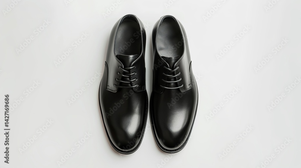 Sleek leather dress shoes for men, perfect for special occasions. These black shoes are photographed from above on a white background, showcasing their classic style. Sleek leather dress shoes for men, perfect for special occasions. These black shoes are photographed from above on a white background, showcasing their classic style.