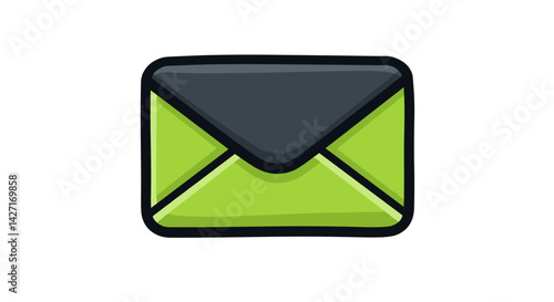 A good eco-friendly green vector. Illustration of green envelope with a dark flap