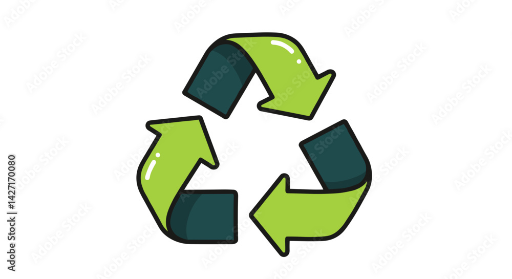 Obraz premium A good eco-friendly green vector. Recycling symbol with green arrows on white background