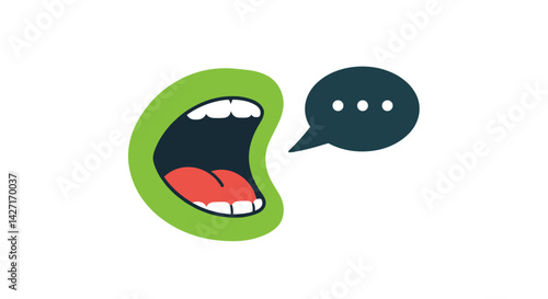 A good eco-friendly green vector. Mouth speaking with speech bubble
