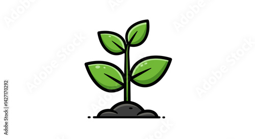 A good eco-friendly green vector. Sprouting plant growing from soil