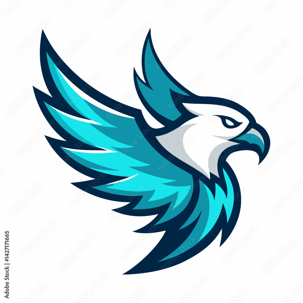 Obraz premium Soaring Eagle Emblem: A striking illustration of a majestic eagle, depicted in vibrant hues, its powerful form conveying a sense of freedom, strength, and unwavering focus.