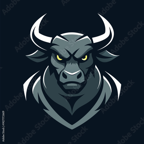 Power Bull: The formidable presence of a majestic bull, portrayed in a powerful and expressive graphic design, symbolizing strength and determination.