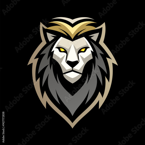 Majestic Lion Emblem: A powerful lion emblem, exuding strength and dominance, features intricate details, sharp lines, and a regal pose, commanding attention with its bold design.