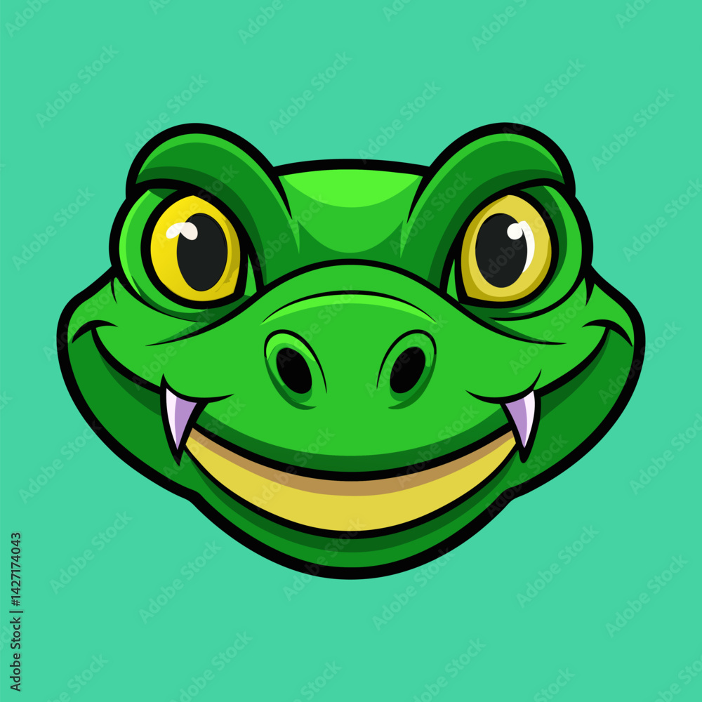 Fototapeta premium Smiling Alligator Cartoon Face