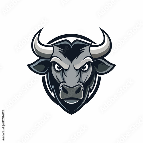 Strength of the Bull: A formidable bull, its stern gaze and imposing horns speak of power and resilience. Depicted with striking clarity against a simple background.