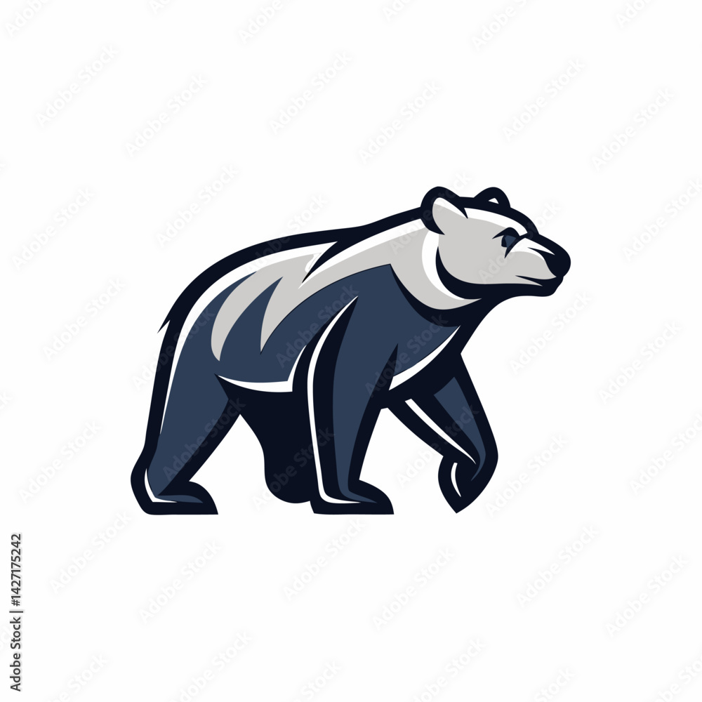 Obraz premium Symbolic Bear Icon: A stylized illustration of a powerful bear in a dynamic stride, embodying strength and resilience. This icon perfect for conveying a sense of might and stability.