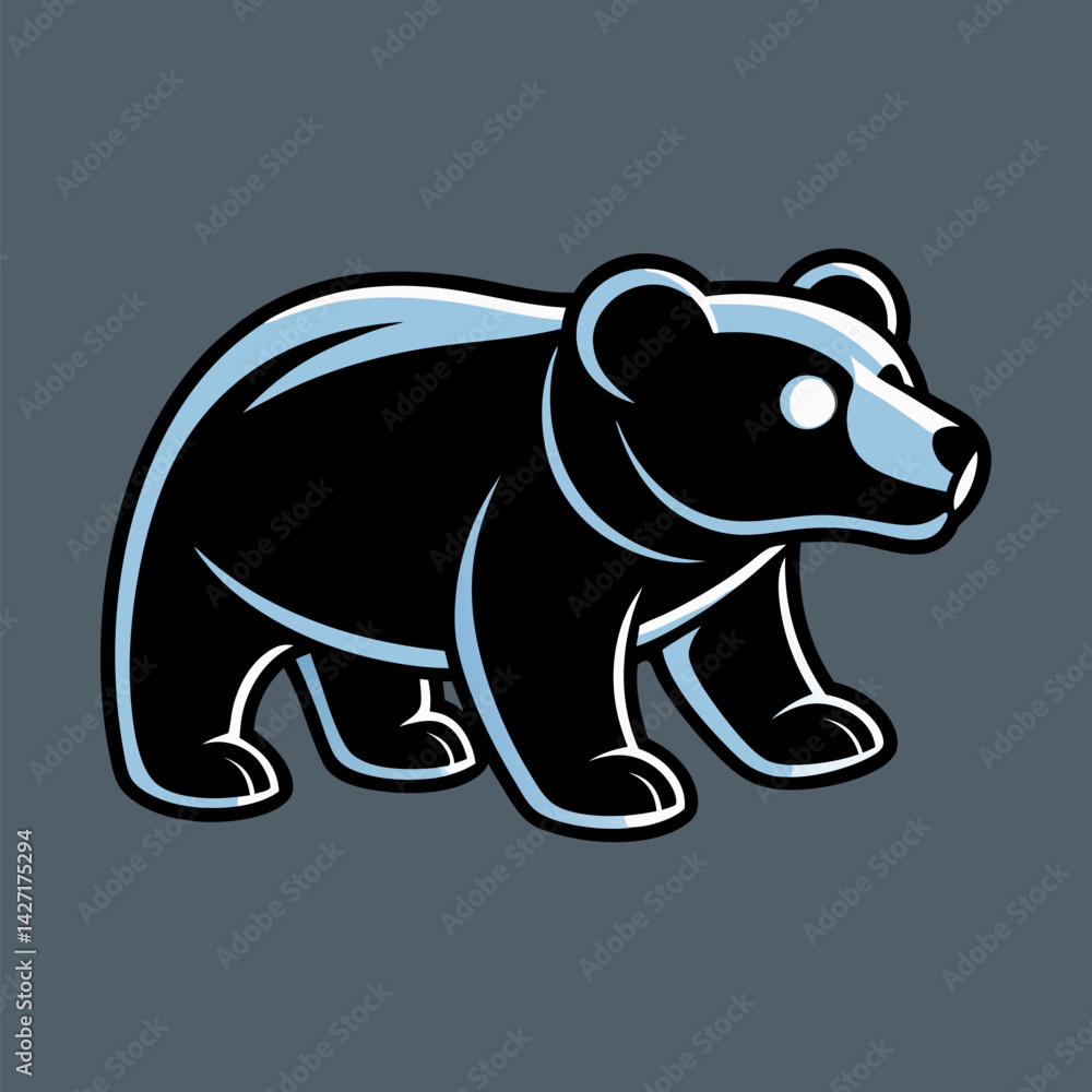 Obraz premium Bear illustration: A sleek illustration of a bear, with simplified details. The image captures the essence of this iconic animal.