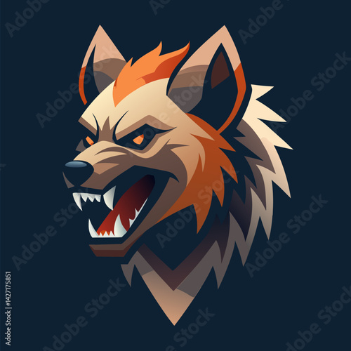 Fierce Wolf in Vivid Detail: A bold and artistic illustration showcases a menacing wolf's head, featuring striking details, intense eyes, and a powerful.