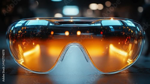 Visionary Goggles: A futuristic pair of goggles, with a translucent frame, casts a warm, inviting glow, hinting at the technology of tomorrow. 