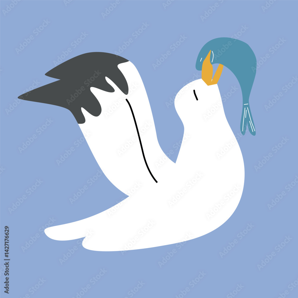 A seagull catch a fish A seagull catch a fish