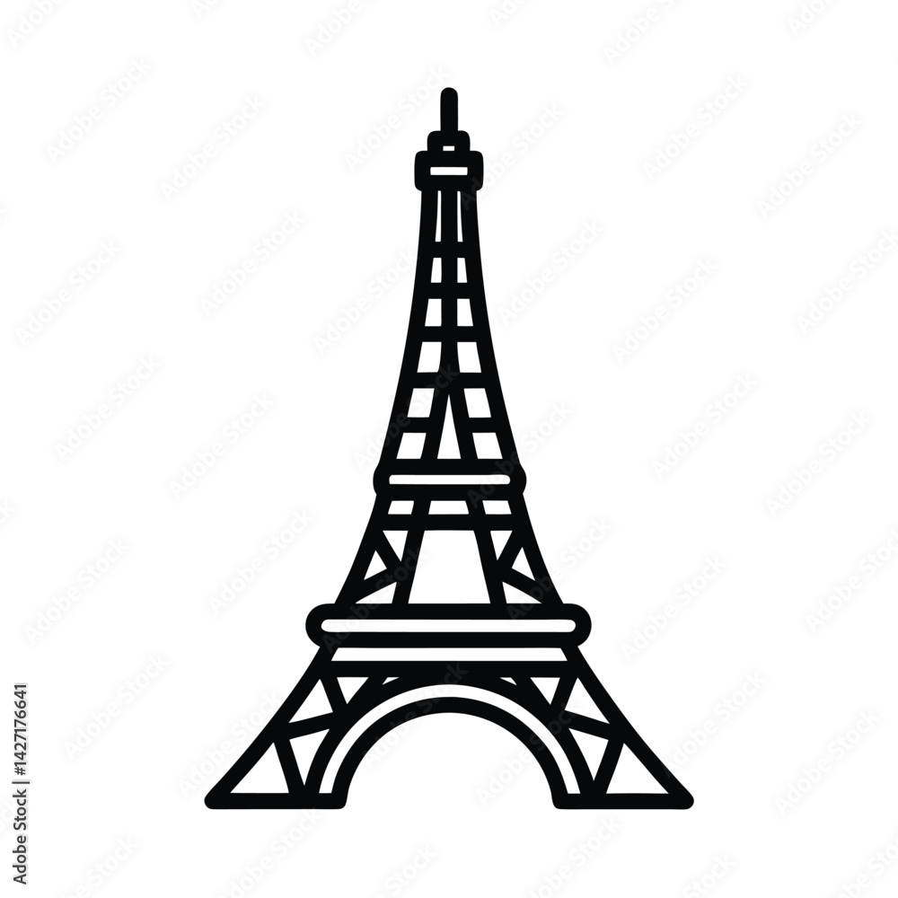 Obraz premium Minimal Line Eiffel Tower Icon