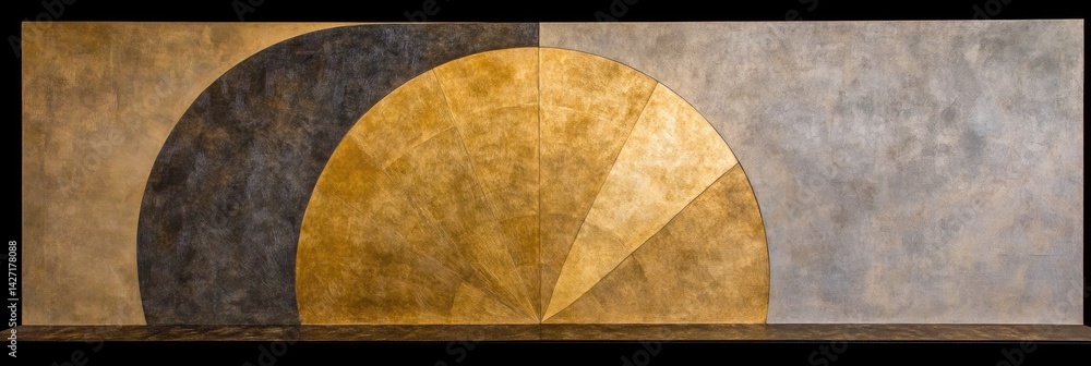 Fototapeta premium Golden Fan Abstract Art Textured Wall Decor.