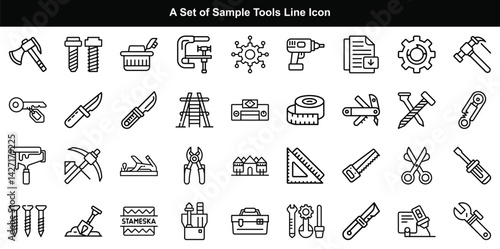  Tools Icon Vector Set, Repair Instrument Equipment Graphics