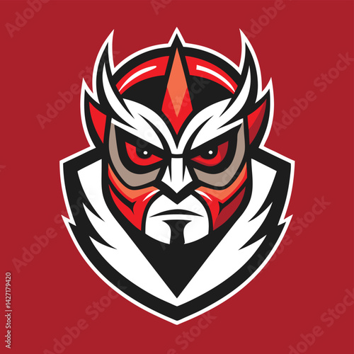 Bold and dynamic vector logo featuring a fierce animal mask design with striking colors and sharp lines, ideal for sports teams or gaming affiliations