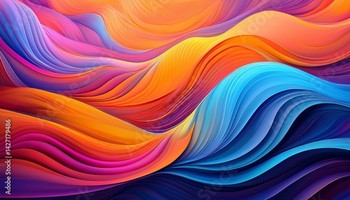 vibrant abstract waves of orange blue pink and purple colors