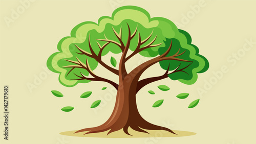 A tree with a sy sy trunk but leaves that sway gracefully in the wind symbolizing the balance between strength and flexibility in personal growth.. Vector illustration