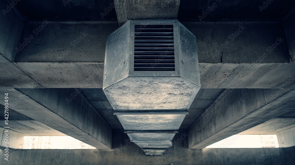 Fototapeta premium Squareshaped air duct for building airflow system Functional ventilation infrastructure