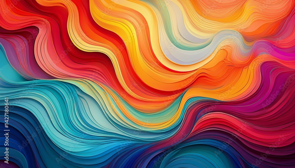 Obraz premium vibrant abstract wave pattern in bold colors and flowing design