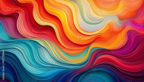 vibrant abstract wave pattern in bold colors and flowing design
