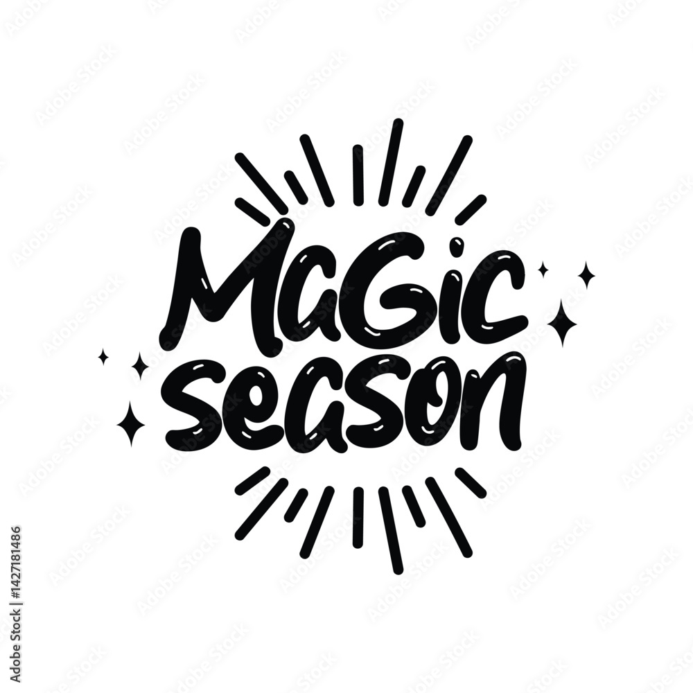 Obraz premium Magic Season Lettering Vector Design.