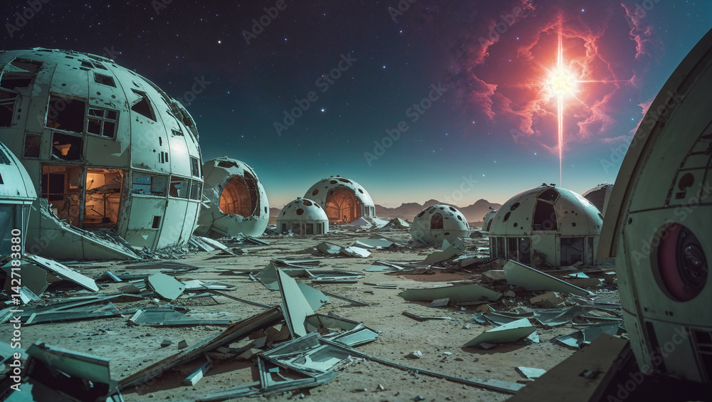 Fototapeta premium Abandoned futuristic colony on another planet
