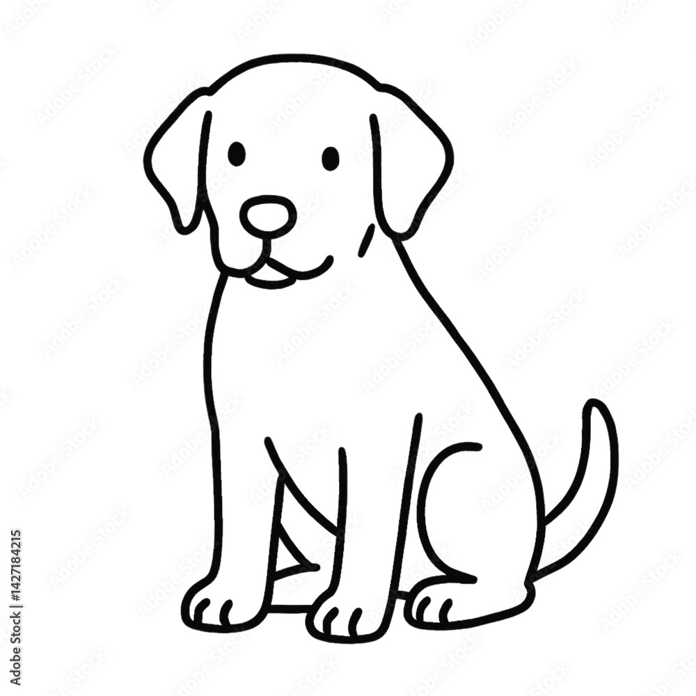 犬の線画イラスト、シンプル、素材、アイコン、背景なし、動物シリーズ 犬の線画イラスト、シンプル、素材、アイコン、背景なし、動物シリーズ