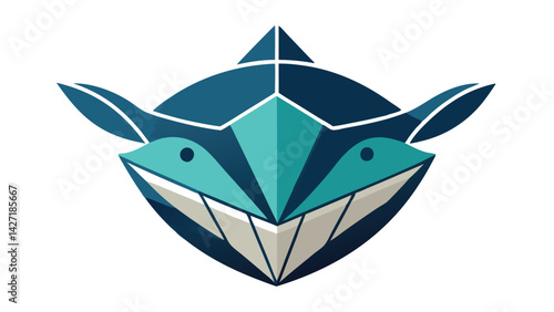 Modern geometric logo design featuring a stylized animal face in shades of blue, suitable for branding and creative projects in various industries