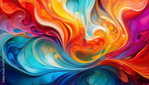 vibrant abstract swirl of colors in bold fluid art creation