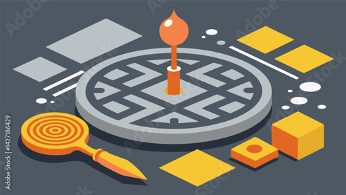 The precision and patience required to exee complex stamping patterns on the wet concrete without making any mistakes or smudges.. Vector illustration