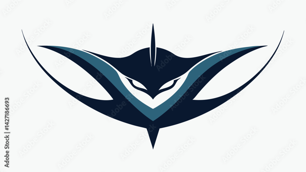 Fototapeta premium Creative vector logo featuring an abstract design with sharp angles and a mystical bird-like figure in a teal color scheme, suitable for branding and commercial use