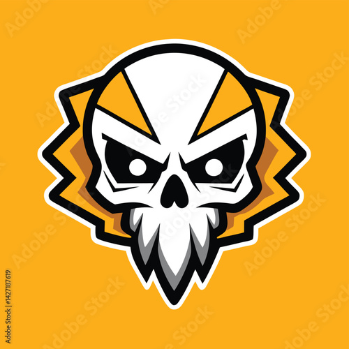 Unique skull logo featuring bold lines and an orange background designed for digital illustration and graphics