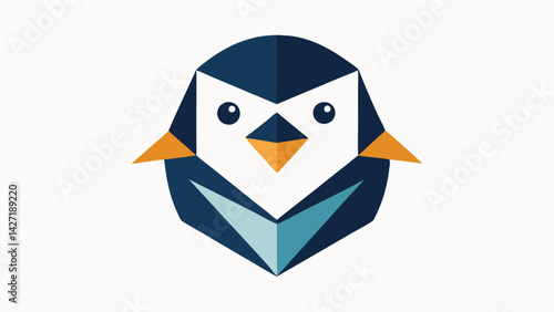 Stylized penguin logo design featuring geometric shapes and a minimalistic approach for branding, marketing, or educational purposes