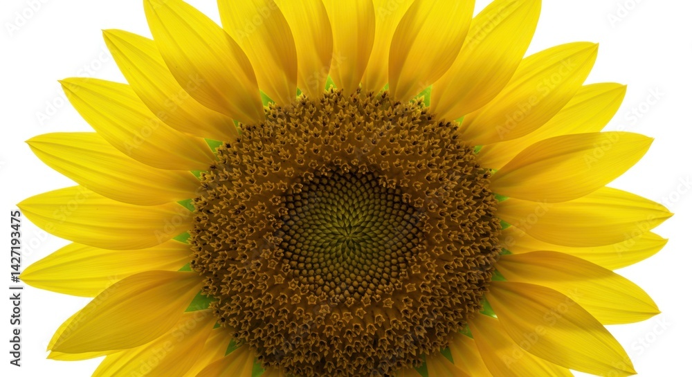 Fototapeta premium Close-up of a Sunflower Head Against a White Background