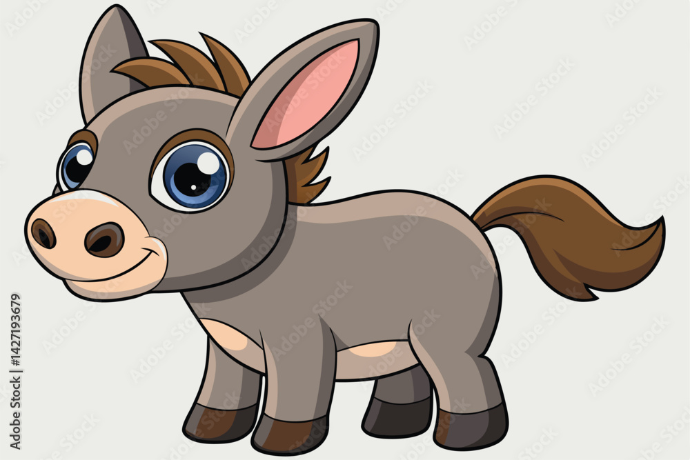 Obraz premium Illustration of Cute Donkey animal on white.