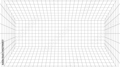 三点透視グリッド背景パースの空間イラストデザイン素材