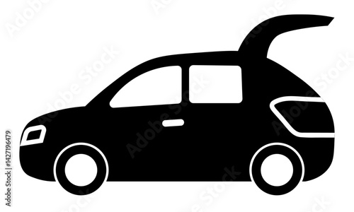 トランクを開けた車のシルエットイラスト