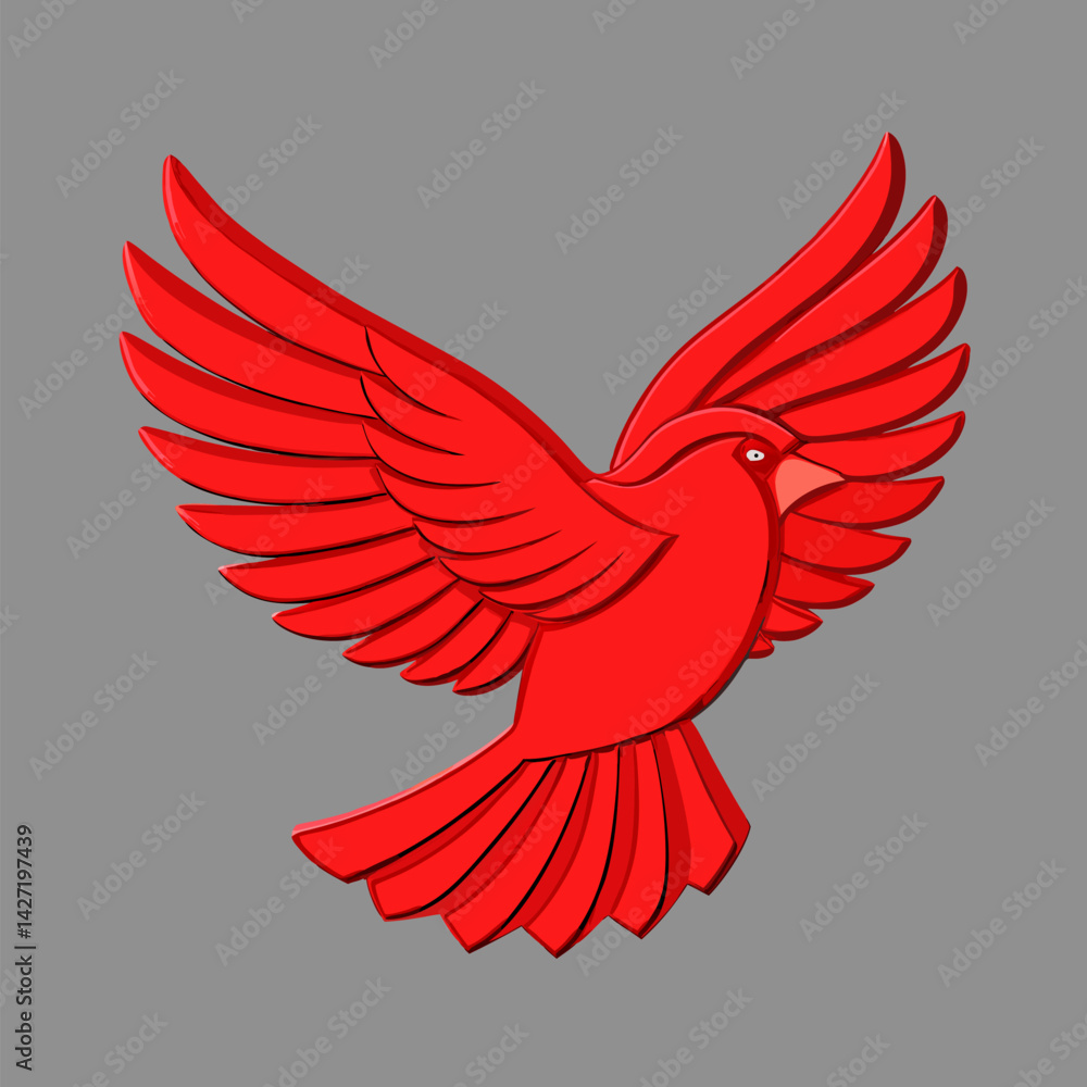 Fototapeta premium Soaring Cardinal Silhouette: A vibrant silhouette of a cardinal takes flight against a simple backdrop, evoking feelings of freedom and the majesty of nature.