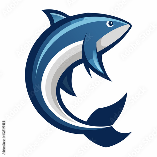The Artful Aquatic: A dynamic illustration showcases a stylized blue fish, exuding vitality and grace.