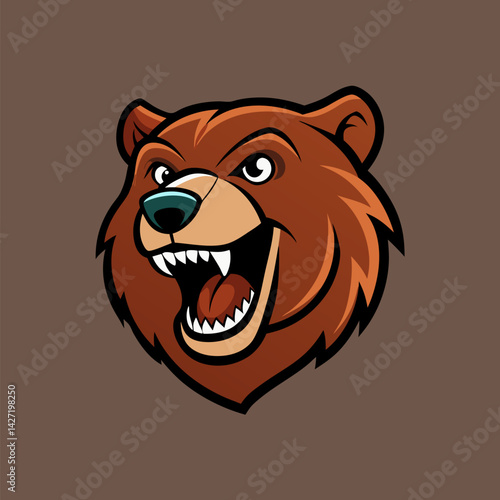 Raging Grizzly Bear Mascot: A fierce and determined grizzly bear mascot roars with untamed power and authority, ideal for branding and representing strength.
