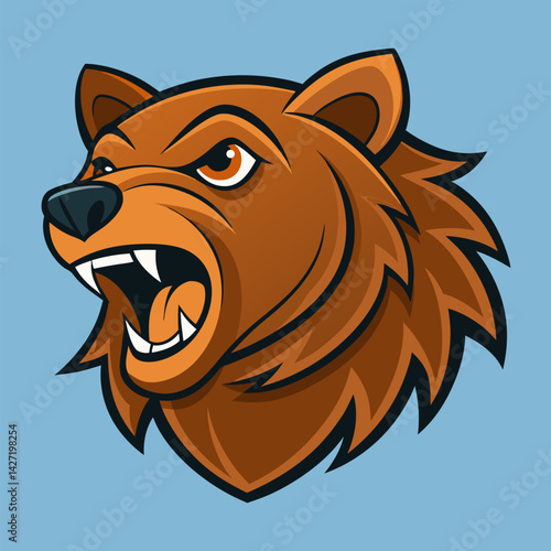 Fierce Bear Illustration: A captivating illustration of a ferocious bear head, capturing raw power and untamed spirit. Bold design showcases detail and intensity, an embodiment of untamed nature.