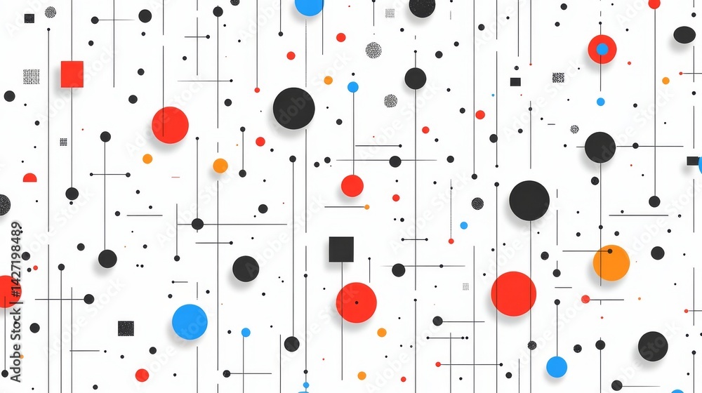 The background is an abstract arrangement of geometric elements, such as circles, lines, and dots, presented in a minimalist artistic style on a subtle color palette The background is an abstract arrangement of geometric elements, such as circles, lines, and dots, presented in a minimalist artistic style on a subtle color palette