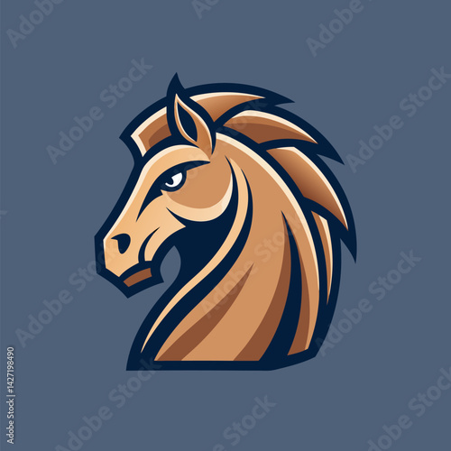 Steed's Regal Profile: A finely rendered, stylized portrait of a horse's head, exuding strength and nobility. The artwork employs a bold and clean design, perfect for logos or illustrations.